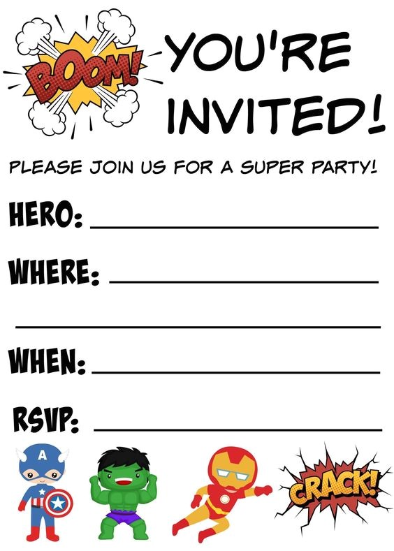 Free Printable Avengers Birthday Party Invitations Free Printable Superhero Birthday Invitations Disney