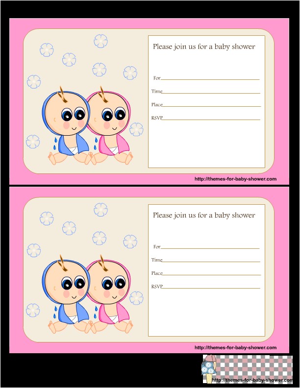 Free Printable Baby Shower Invitations for Twins Boy and Girl Free Printable Twin Baby Shower Invitations