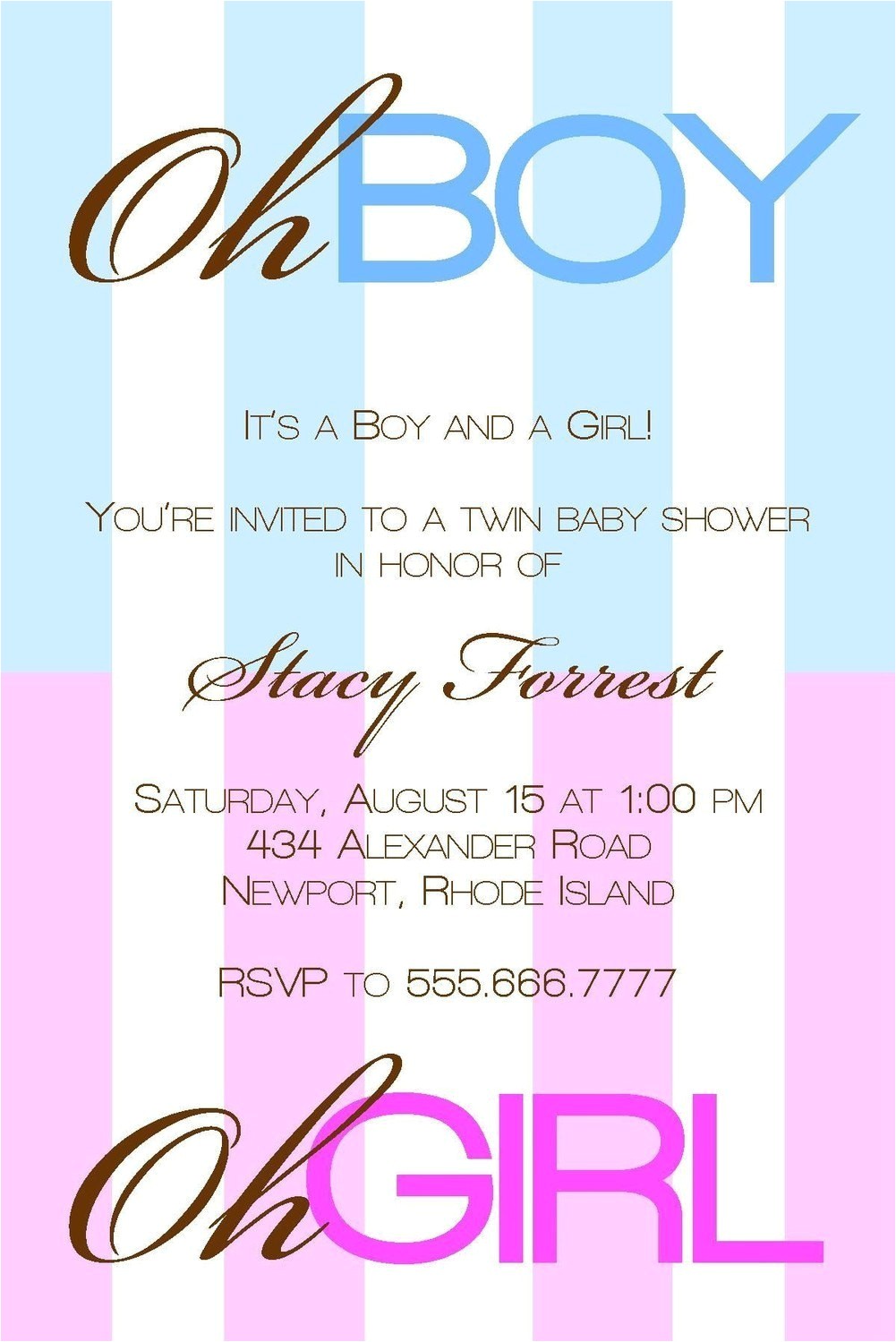 Free Printable Baby Shower Invitations for Twins Boy and Girl Items Similar to Twin Baby Shower Invitation Boy and Girl