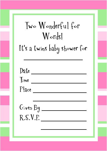 Free Printable Baby Shower Invitations for Twins Twins Baby Shower Ideas Galore