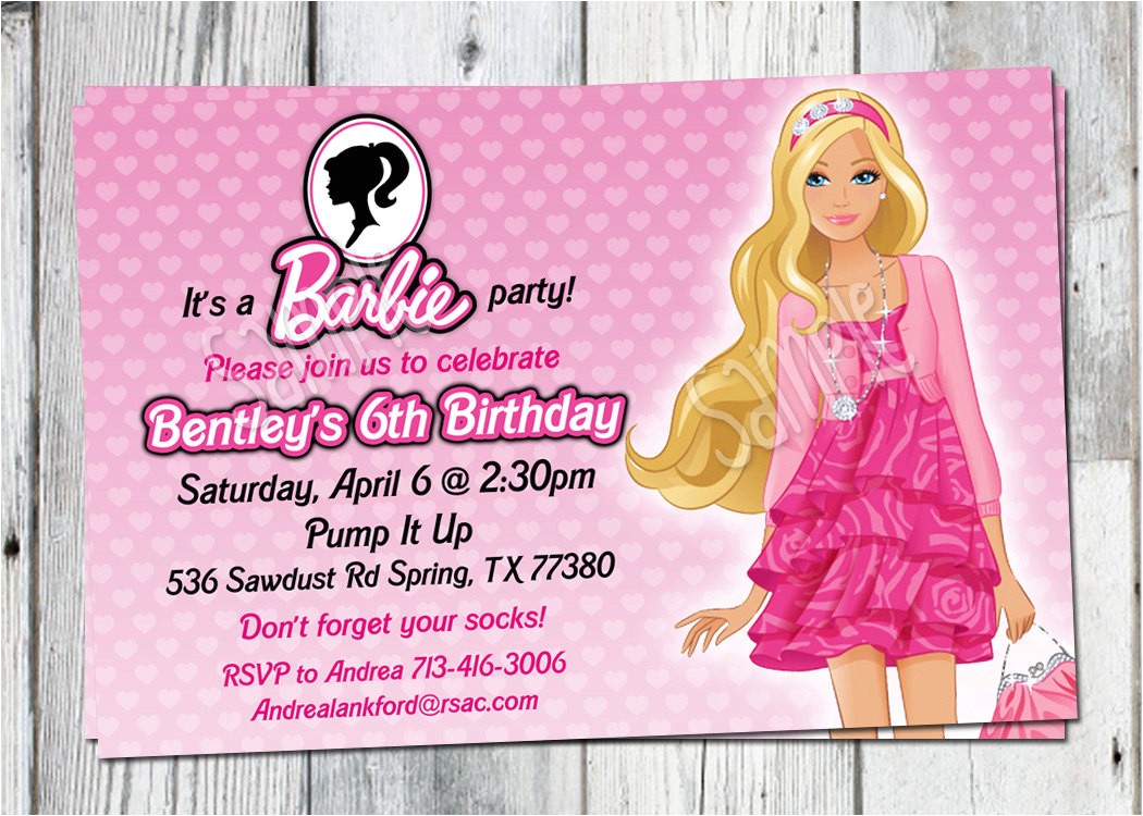 Free Printable Barbie Birthday Party Invitations Barbie Birthday Invitation Printable Doll by Partyprintouts
