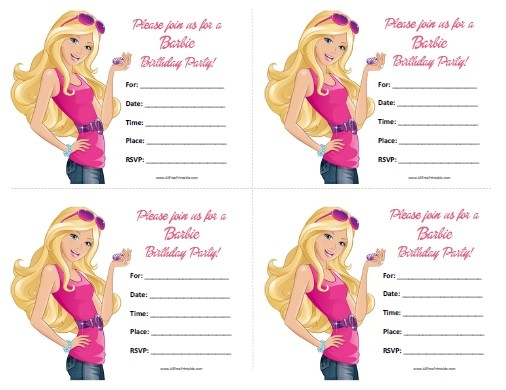 Free Printable Barbie Birthday Party Invitations Barbie Birthday Invitations Free Printable