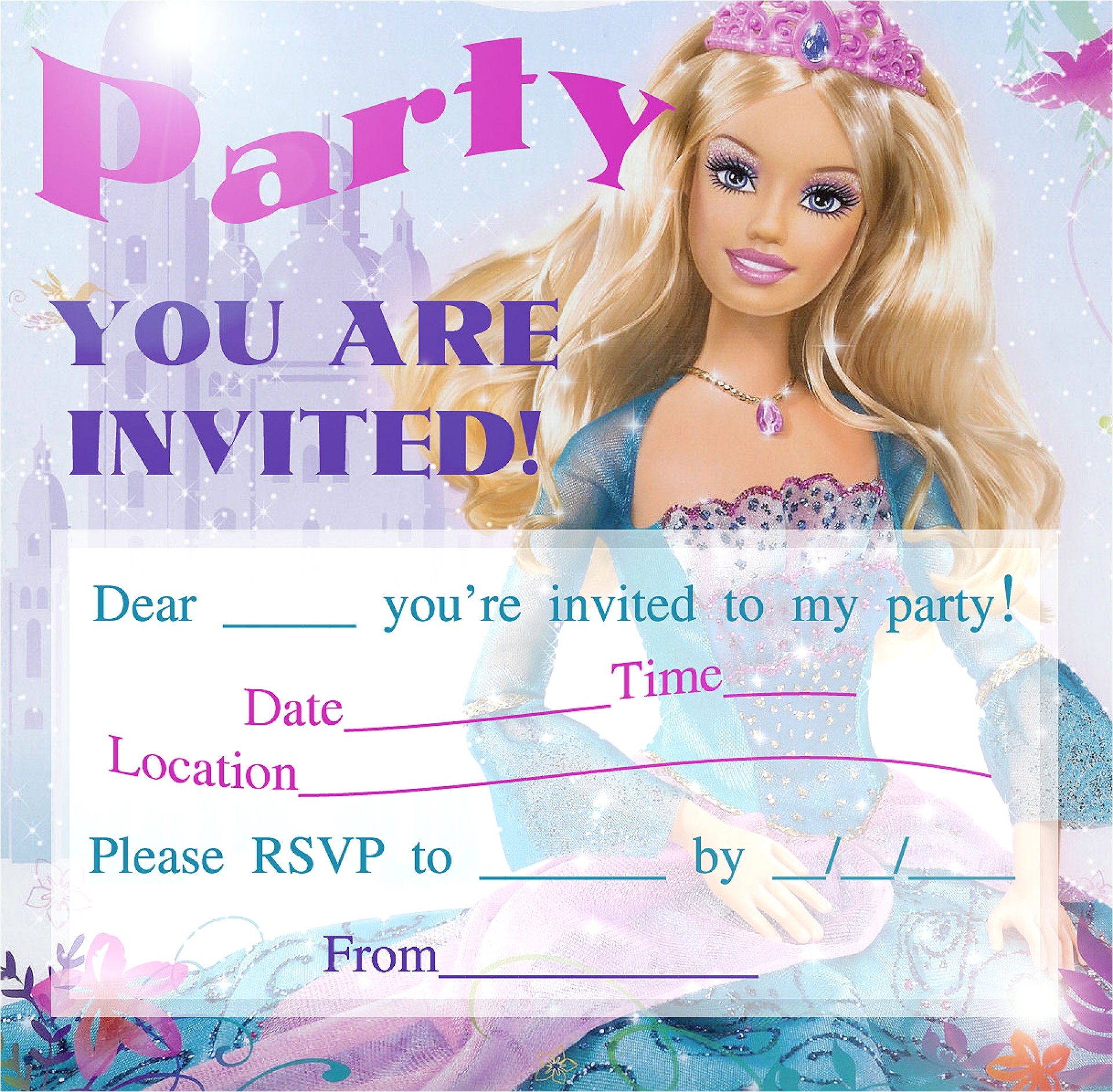 Free Printable Barbie Birthday Party Invitations Barbie Birthday Invitations Template