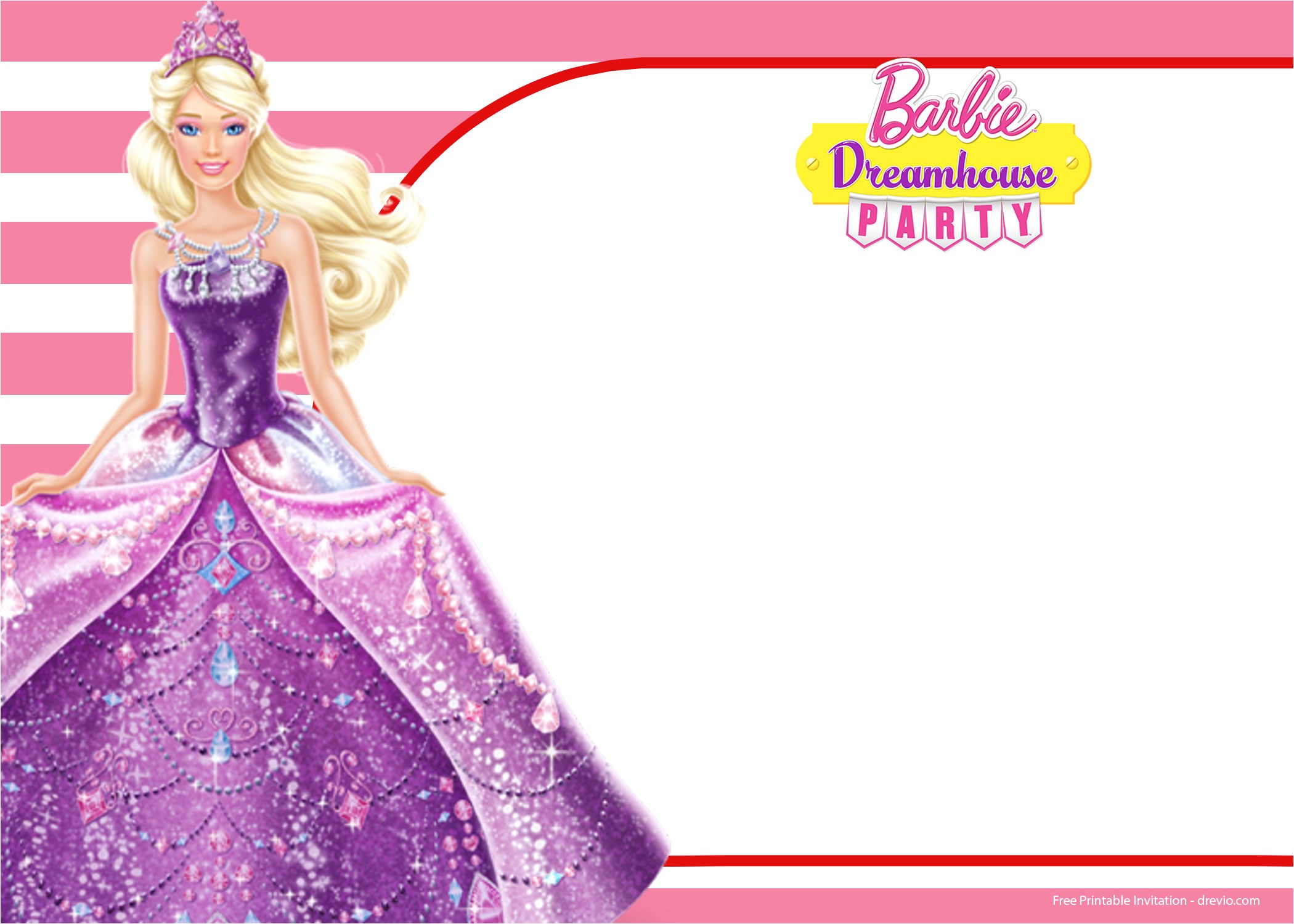 Free Printable Barbie Birthday Party Invitations Free Barbie Birthday Invitation Templates