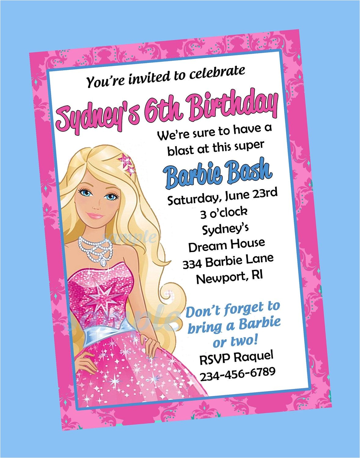 Free Printable Barbie Birthday Party Invitations Free Print Barbie Invitations