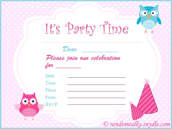Free Printable Birthday Invitations for Kids Free Printable Birthday Invitations Random Talks