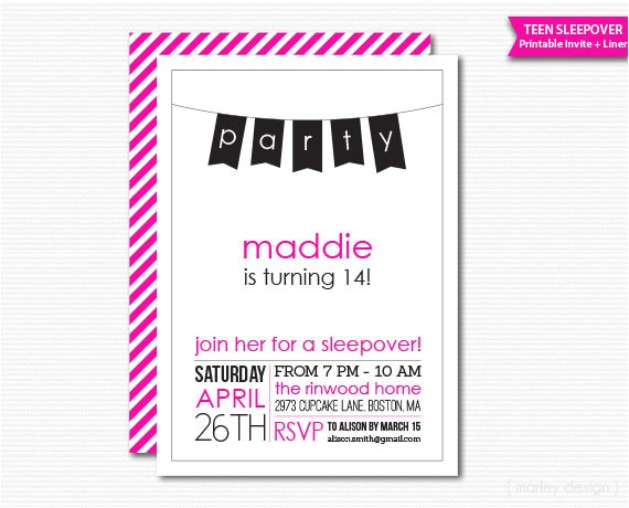 Free Printable Birthday Invitations for Tweens Printable Teen Birthday Invitation Sleepover Slumber Party Free Printable Birthday Invitations for Tweens Printable Teen Birthday Invitation Sleepover Slumber Party