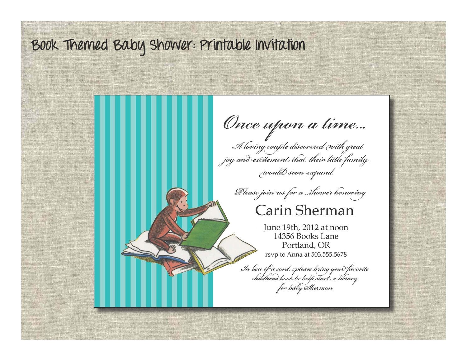 Free Printable Book themed Baby Shower Invitations Book themed Baby Shower Printable Invitation W