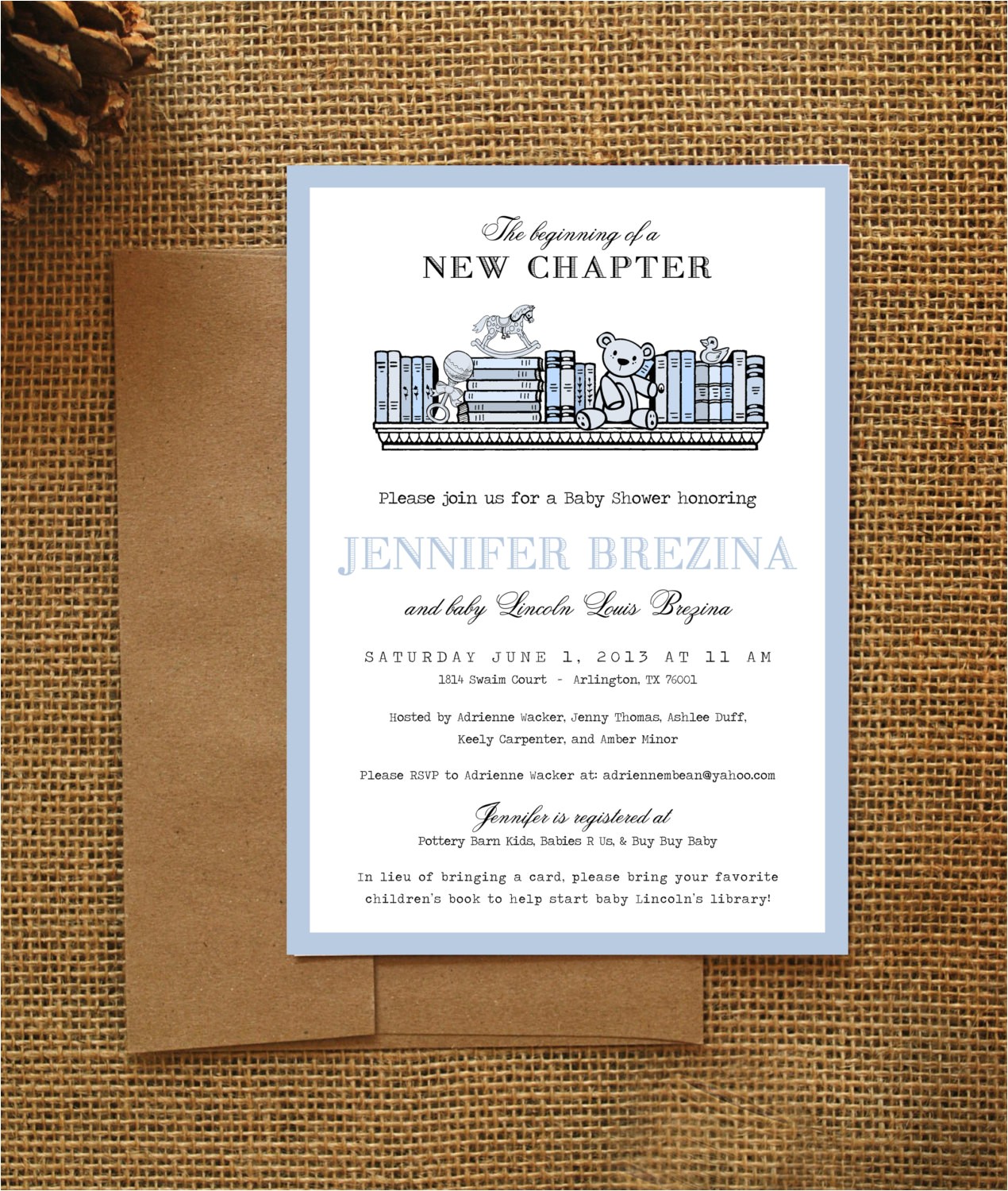 Free Printable Book themed Baby Shower Invitations Library Book theme Baby Shower Invitation Diy Printable