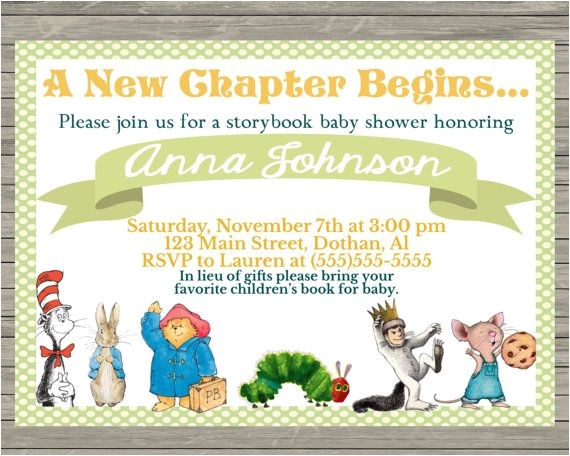 Free Printable Book themed Baby Shower Invitations Storybook Baby Shower Invitation Thank You for Shopping