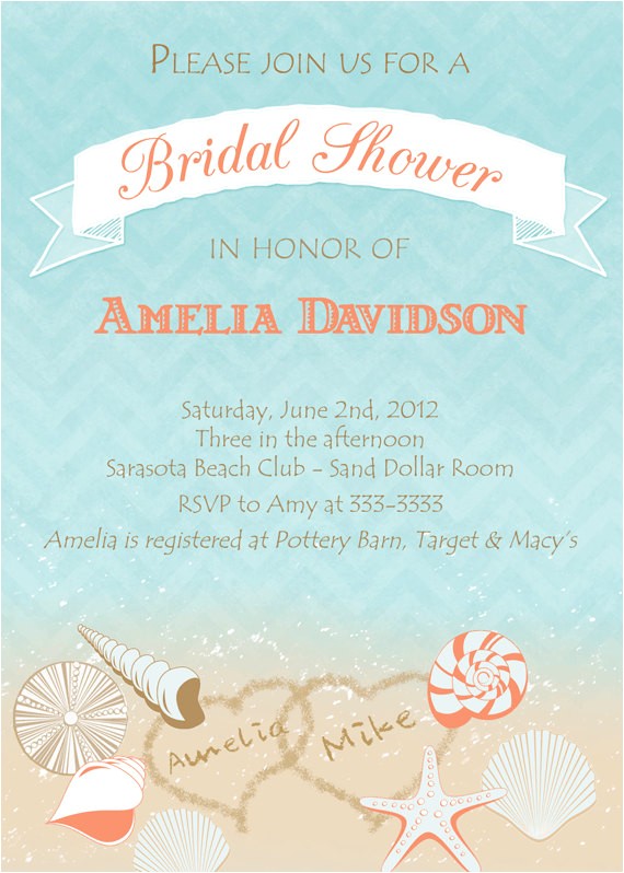 Free Printable Bridal Shower Invitations Beach theme Bridal Shower Invitations Free Printable Bridal Shower