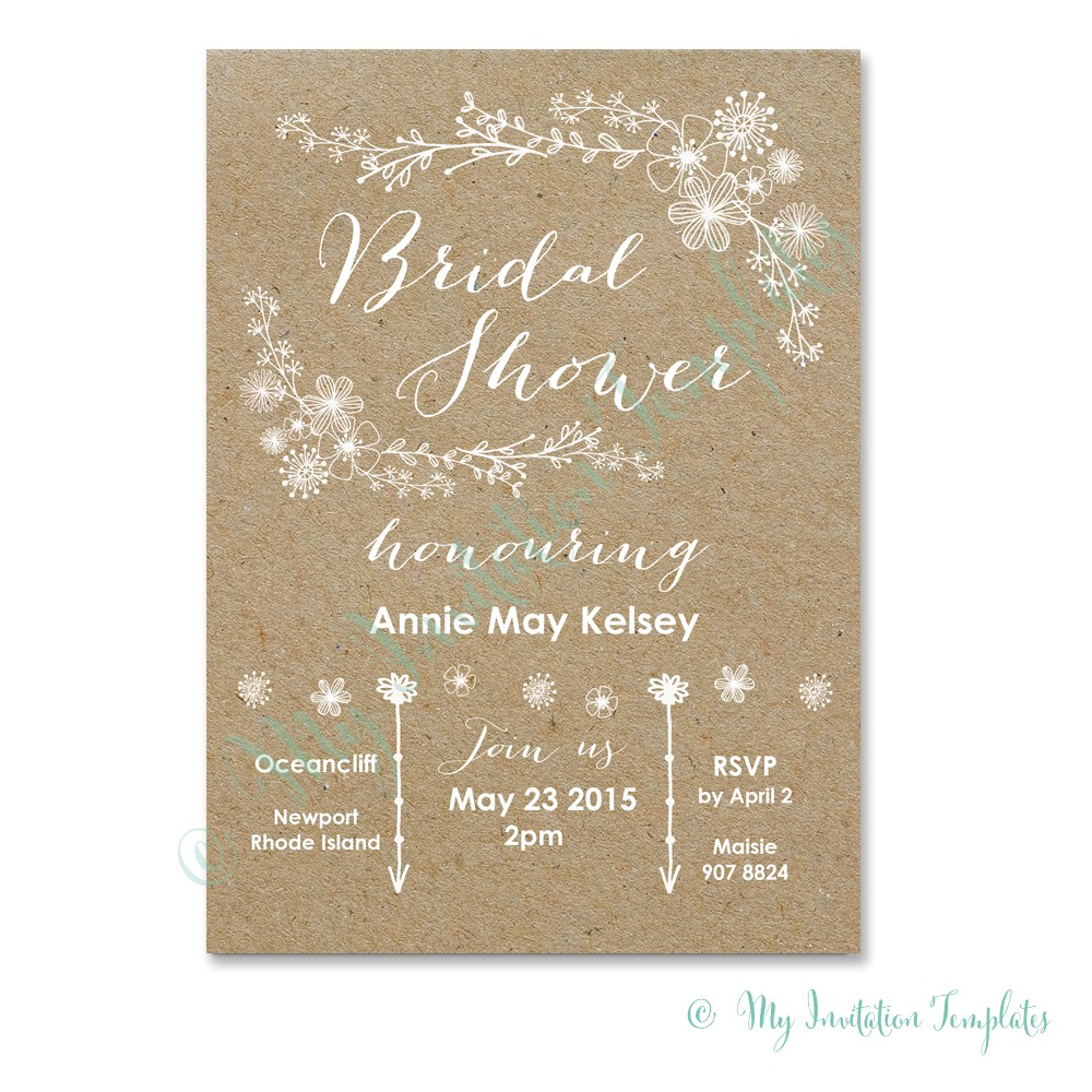 Free Printable Bridal Shower Invitations Rustic Diy Bridal Shower Invitation Whimsical Rustic Bridal