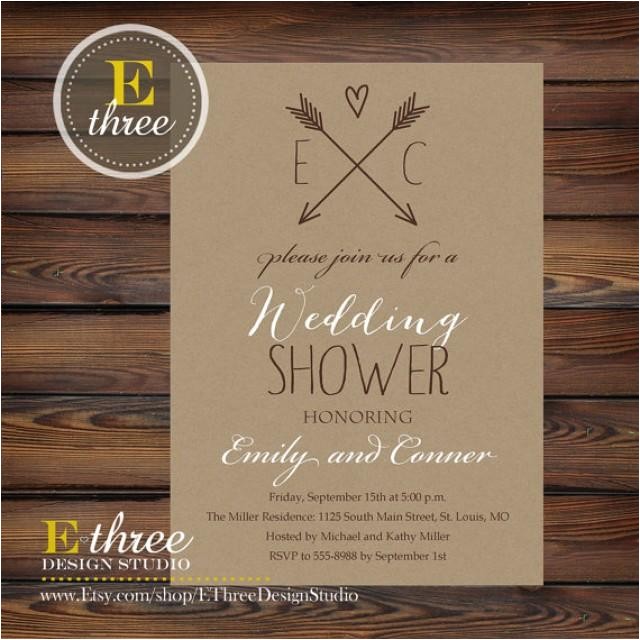 Free Printable Bridal Shower Invitations Rustic Printable Rustic Wedding Shower Invitation Kraft Paper