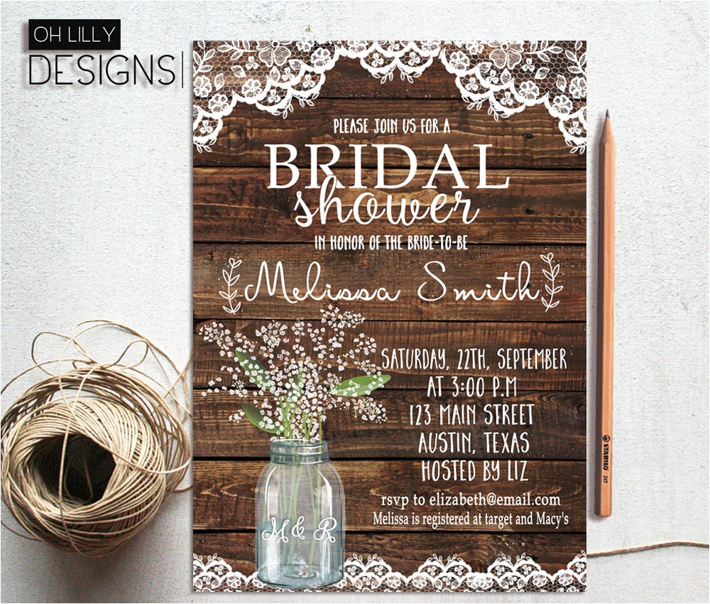 Free Printable Bridal Shower Invitations Rustic Rustic Bridal Shower Invitation Printable Baby S Breath