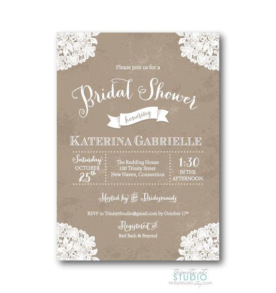 Free Printable Bridal Shower Invitations Rustic Vintage Lace Rustic Bridal Shower Invitation Shabby Chic