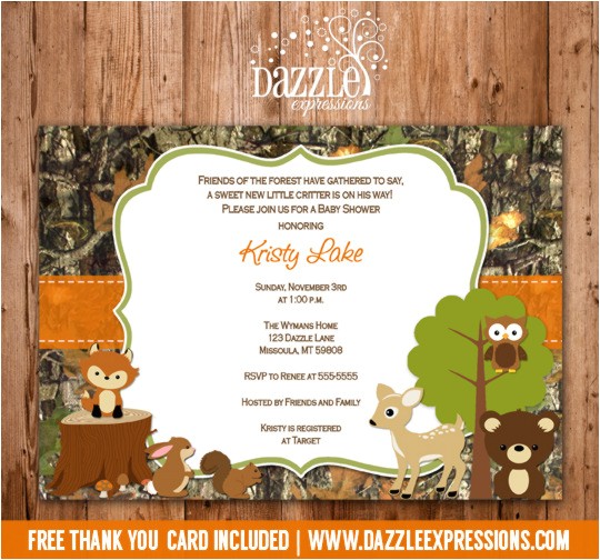 Free Printable Camo Baby Shower Invitations Printable Wooodland Animal Camo Baby Shower Invitation