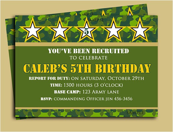 Free Printable Camo Birthday Invitations Camouflage Birthday Invitation Printable or Printed with