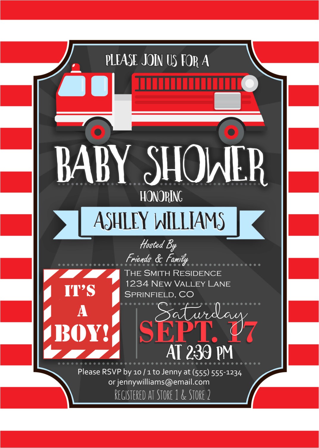 Free Printable Firefighter Baby Shower Invitations Fire Truck Baby Shower Invitation Personalized Printable