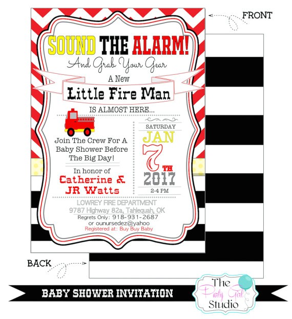 Free Printable Firefighter Baby Shower Invitations Fireman Party Baby Shower Invitation Custom Printable Pdf