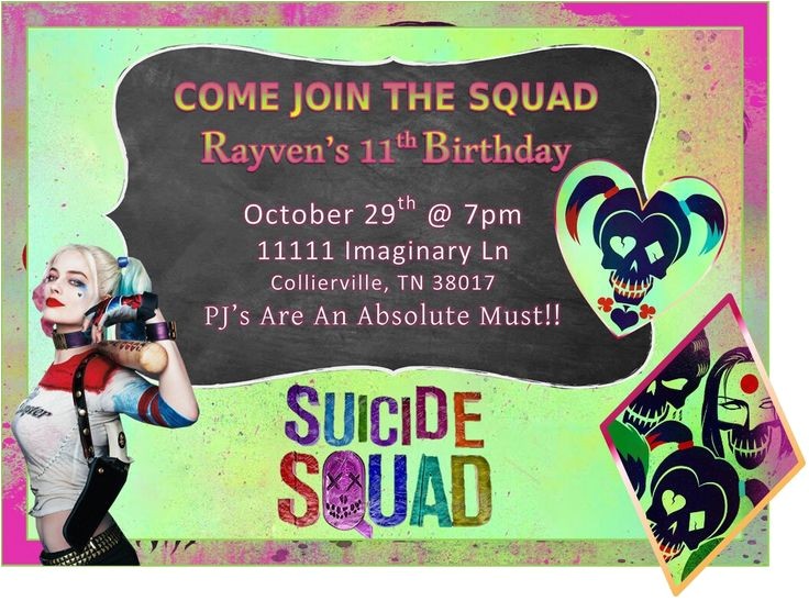 Free Printable Harley Quinn Birthday Invitations 36 Best Images About Suicide Squad On Pinterest