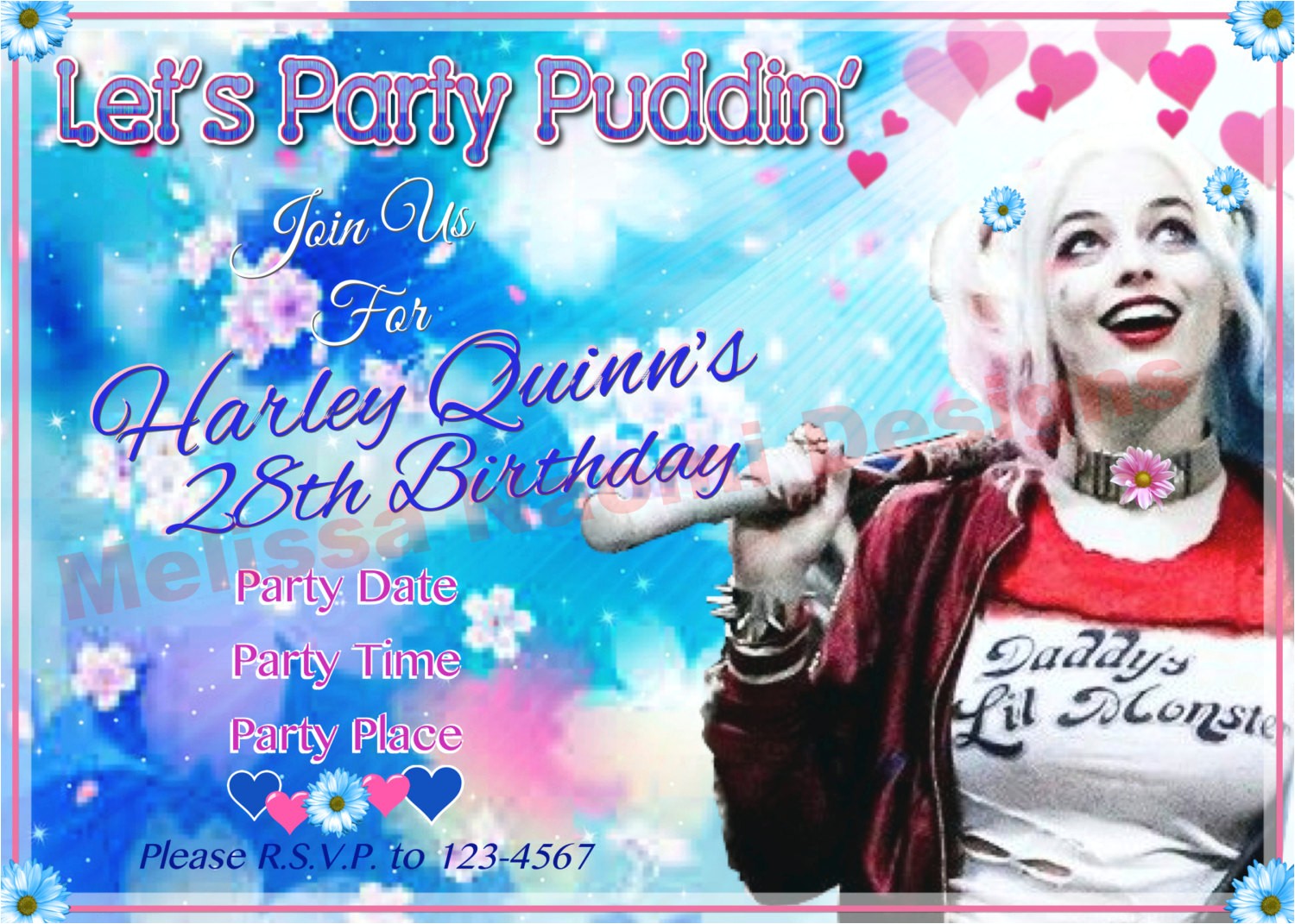 Free Printable Harley Quinn Birthday Invitations Harley Quinn Party Invitation Digital File Customized Party Free Printable Harley Quinn Birthday Invitations Harley Quinn Party Invitation Digital File Customized Party