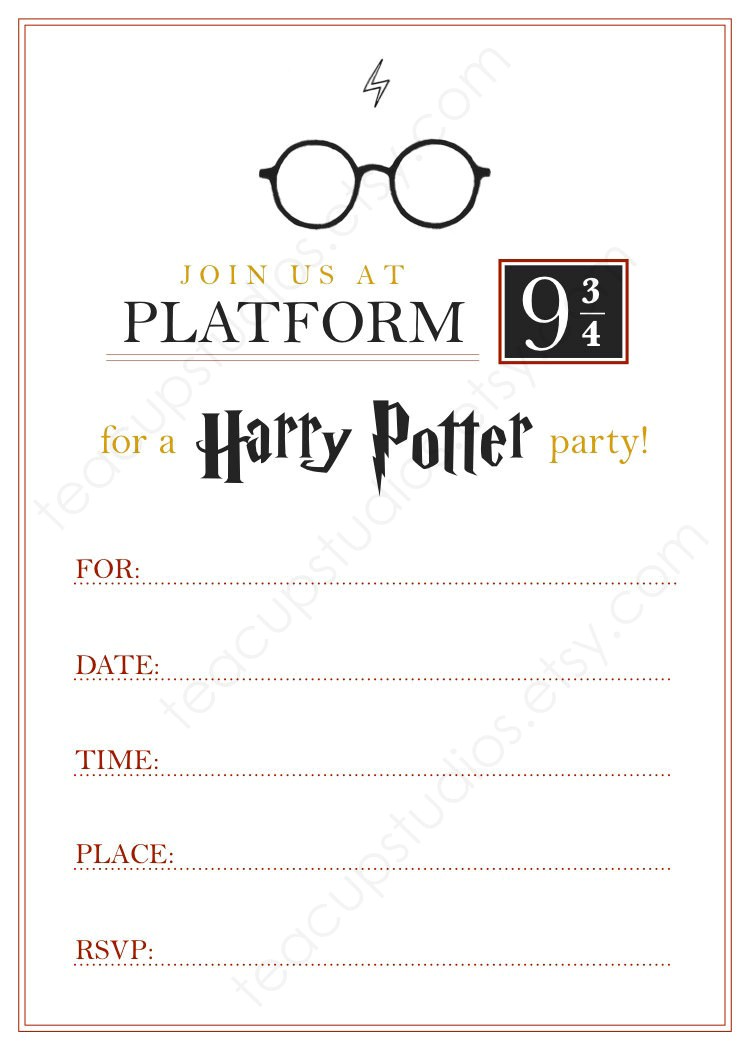 Free Printable Harry Potter Birthday Invitations Printable Harry Potter Invitation Pdf