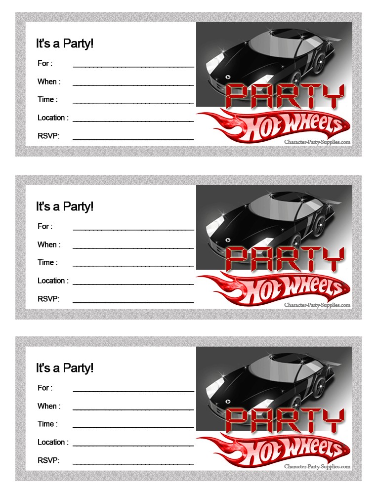 Free Printable Hot Wheels Birthday Party Invitations Free Printable Hot Wheels Birthday Party Invites