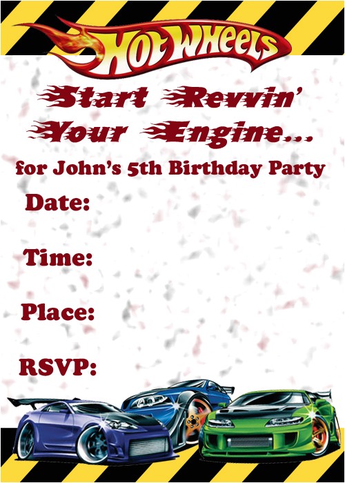 Free Printable Hot Wheels Party Invitations Invitations