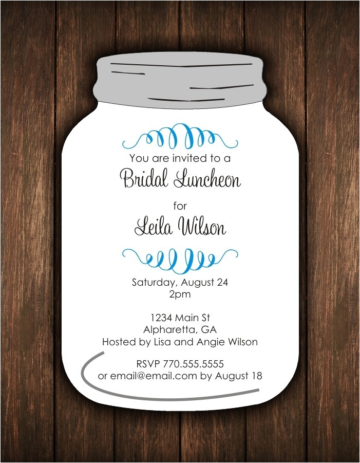 Free Printable Mason Jar Bridal Shower Invitations Mason Jar Die Cut Invitation Bridal Shower or Any