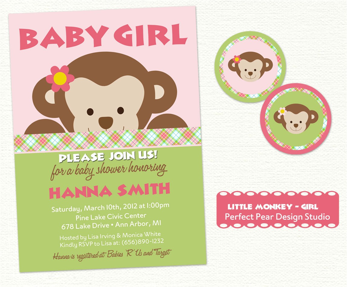 Free Printable Monkey Girl Baby Shower Invitations 301 Moved Permanently