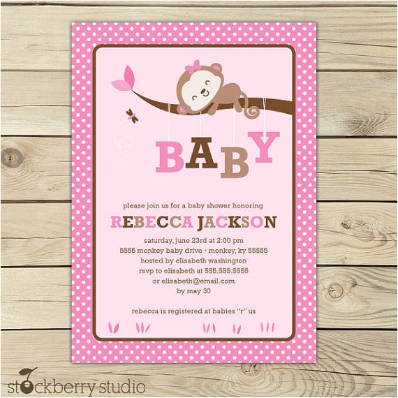 Free Printable Monkey Girl Baby Shower Invitations Free Printable Its A Girl Baby Shower Invitation