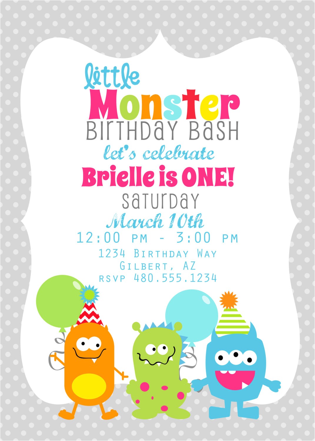 Free Printable Monster Birthday Invitations Printable Party Invitation Little Monster Birthday or Baby