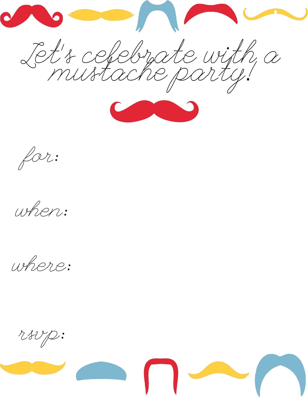 Free Printable Mustache Birthday Invitations 7 Best Of Mustache Party Invitations Printable Free