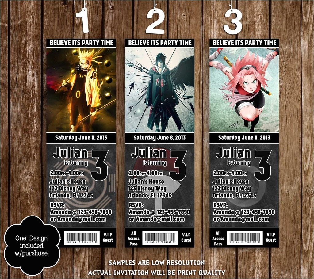 Free Printable Naruto Birthday Invitations Novel Concept Designs Naruto Anime Birthday Party Ticket