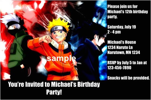 Free Printable Naruto Birthday Invitations Personalized Naruto Invitations Custom Printable Photo I