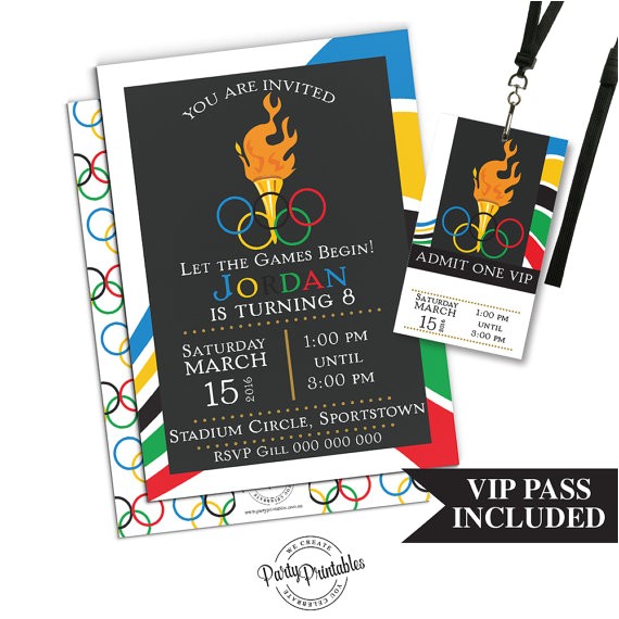 Free Printable Olympic Birthday Party Invitations Olympic Party Invitation with Vip Pass by Party Printables