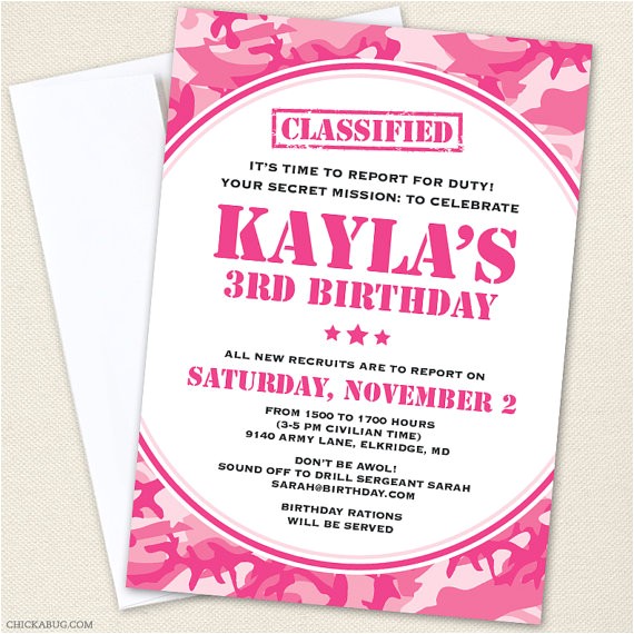 Free Printable Pink Camo Birthday Invitations Pink Camo Party Invitations Professionally Printed