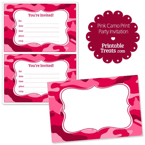Free Printable Pink Camo Birthday Invitations Printable Pink Camo Invitations Printable Treats Com