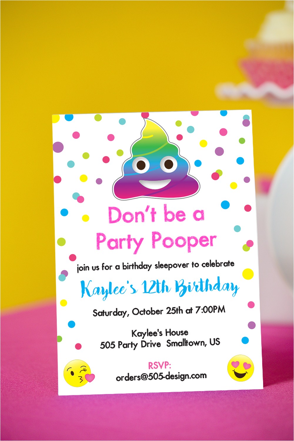 Free Printable Poop Emoji Birthday Invitations Party Pooper Birthday Party Invitation 505 Design Inc