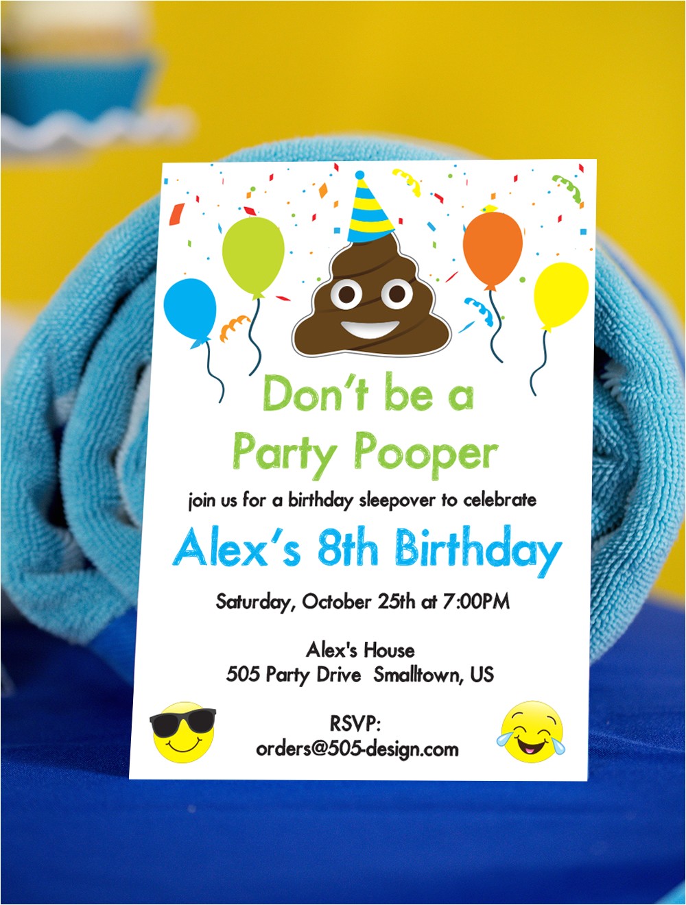 Free Printable Poop Emoji Birthday Invitations Party Pooper Invitation with Poop Emoji