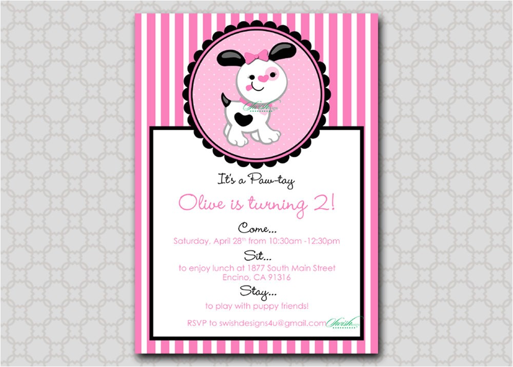 Free Printable Puppy Birthday Invitations Puppy Birthday Invitation 5×7 Printable Digital Invite