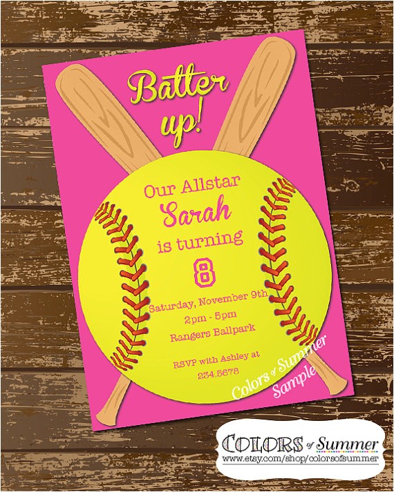 Free Printable softball Birthday Invitations softball Invitation Birthday Invitation softball Invite