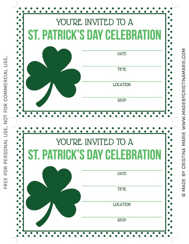 Free Printable St Patrick S Day Birthday Invitations St Patrick S Day Party Printables Free
