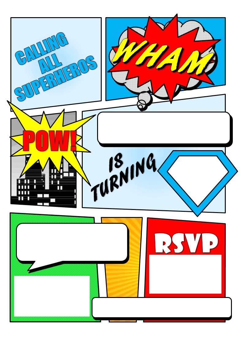 Free Printable Superhero Birthday Invitation Templates Make Your Own Comic Book Printable Superhero Comic Book