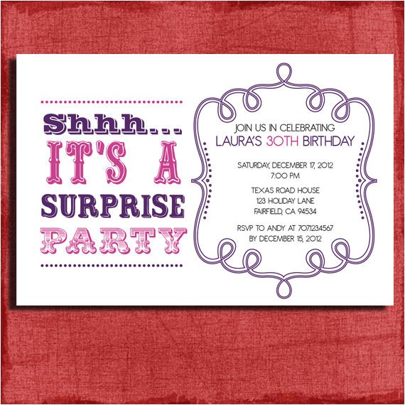 Free Printable Surprise Birthday Party Invitations Templates Vintage Style Surprise Birthday Invitation 4×6 Invitation