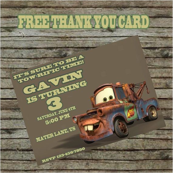 Free Printable tow Mater Birthday Invitations tow Mater Birthday Invitation Diy Custom by Free Printable tow Mater Birthday Invitations tow Mater Birthday Invitation Diy Custom by