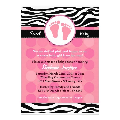 Free Printable Zebra Print Baby Shower Invitations Mod Zebra Print Baby Shower Invitations 5" X 7" Invitation
