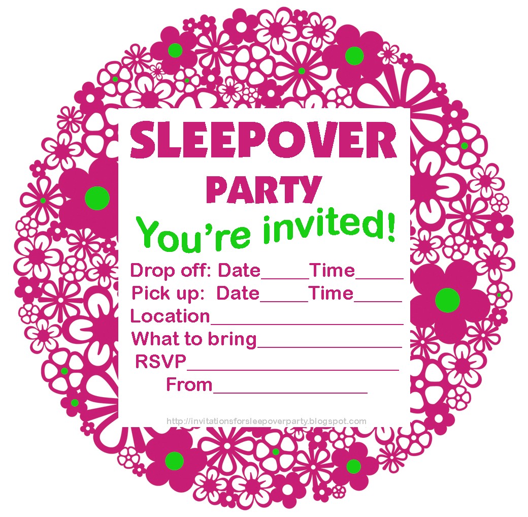 Free Slumber Party Invitations Invitations for Sleepover Party