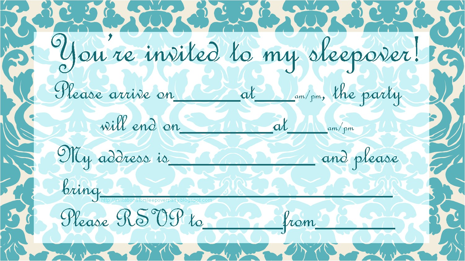 Free Slumber Party Invitations Invitations for Sleepover Party