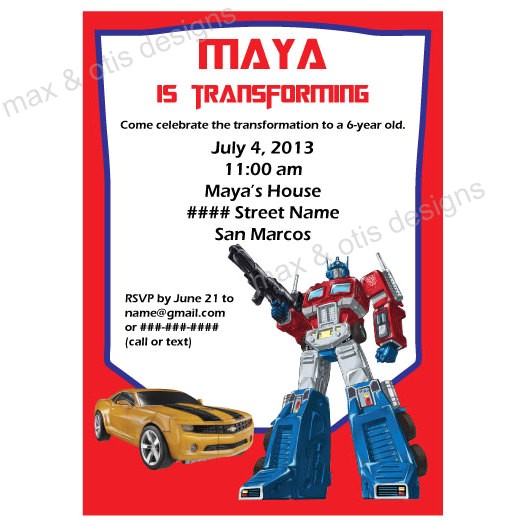 Free Transformer Birthday Invitations Items Similar to Transformers theme Printable Invitation